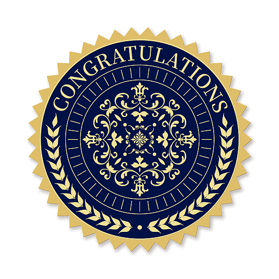 Пластиковые самоклеящиеся наклейки с тиснением из золотой фольги, стикер украшения медали, плоско-круглые