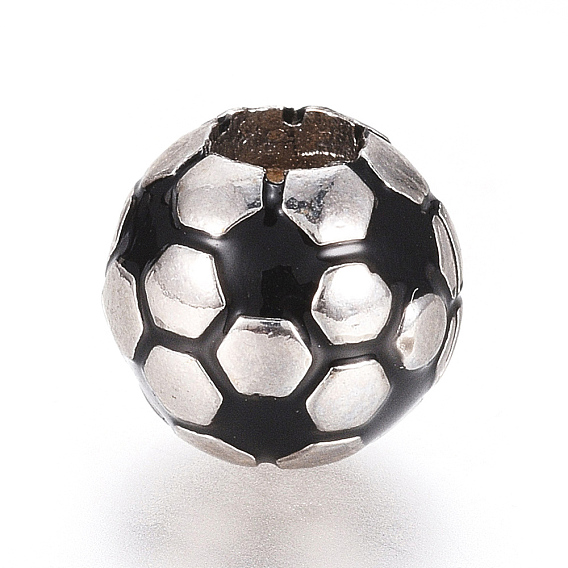 Латунные бусины, с эмалью, футбол