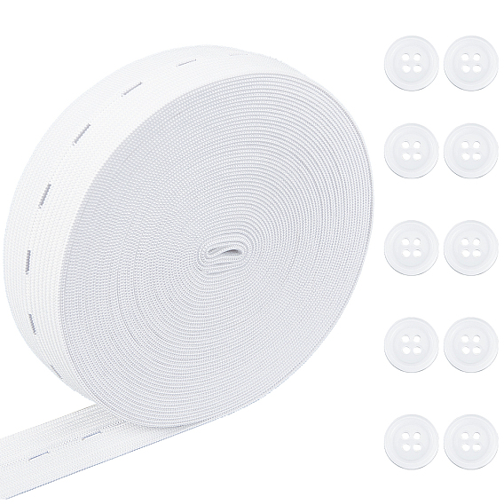 1 рулон(9м) 25мм плоские резинки с петлей, 10 шт 4 плоские круглые резиновые пуговицы с отверстиями, окрашенные, швейные принадлежности для одежды