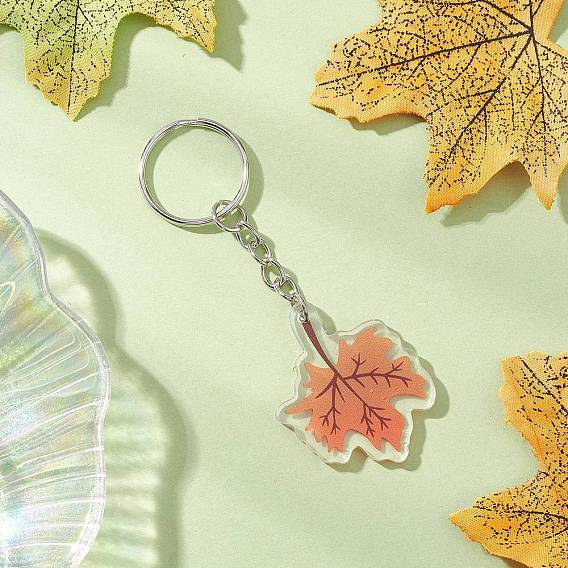 Акриловые брелки в виде листьев, с железными разрезными брелоками