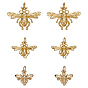 6шт 3 стили латунные подвески с покрытием стойки, с целью перехода в кольце, Пчелы