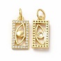 Rack Plating Brass Micro Pave Cubic Zirconia Charms, Rectangle with Eye Charm, with Jump Ring