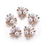 Alloy Rhinestone Cabochons, with Acrylic Pearl Beads, Flower