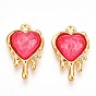 Подвески из смолы, сердце прелести, ионное покрытие (ip), с 304 фурнитурой из нержавеющей стали, пайетками и стразами, реальный 18 k позолоченный