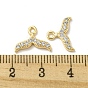 Brass Micro Pave Clear Cubic Zirconia Charms, Fishtail Shape