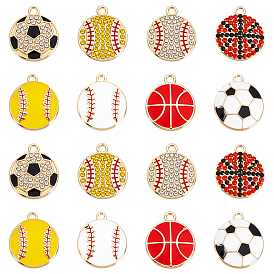 32 шт 8 стили подвески из сплава эмали, со стразами, без свинца, без кадмии и без никеля, спортивная тема