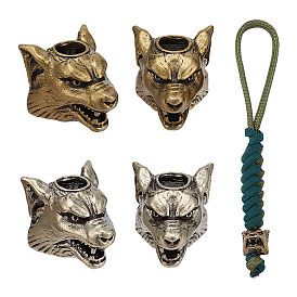 4шт 2 цвета латунные европейские бусины, бусины с большим отверстием, волк