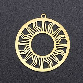 Ионное покрытие (ip) 201 подвески из нержавеющей стали с изображением солнечного затмения, лазерная резка, кольцо с солнцем