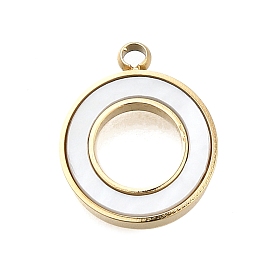 304 подвески-кольца из натуральной белой ракушки из нержавеющей стали, ионное покрытие (ip)