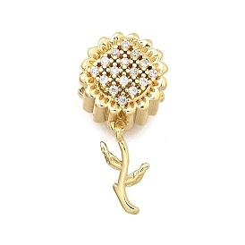 Латунь микропаве прозрачный кубический цирконий европейский бисер, бусины с большим отверстием, подсолнечник, долговечный, без кадмия и без свинца, стойки покрытие