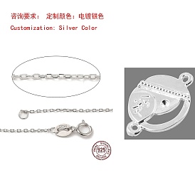 925 colliers en argent sterling avec chaînes de câbles, à ressort fermoirs à anneaux, fine chaîne
