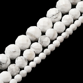 Natürliche Howlith Perlen Stränge, Runde, facettiert, Klasse AA
