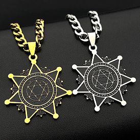 304 Stainless Steel Enamel Black Star Pendant Necklaces for Men