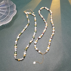 925 серебряное жемчужное ожерелье, ожерелье в стиле барокко, женское дизайнерское чувство, цепочка на ключицу, высококачественная, не выцветающая
