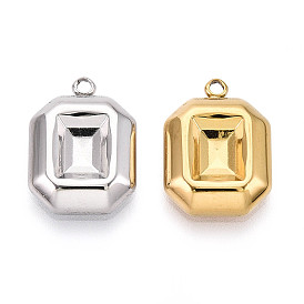 304 Настройки кабошон из нержавеющей стали кулон, восьмиугольник, ионное покрытие (ip)