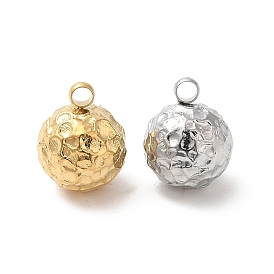 201 Stainless Steel Pendants, Textured, Ball Charm