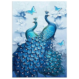 Peacock & Butterfly DIY Diamond Painting Kits, Including Resin Rhinestones, Diamond Sticky Pen, Tray Plate and Glue Clay