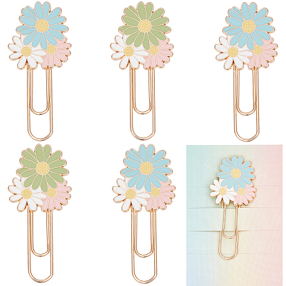 6Pcs 2 Colors Daisy Zinc Alloy Enamel Paper Clips