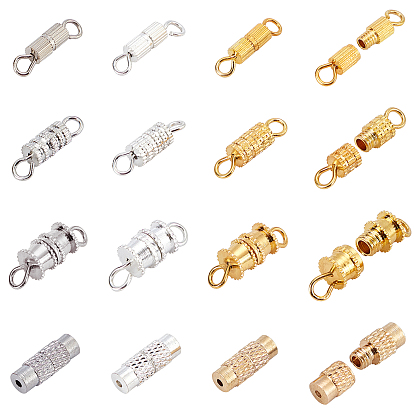 120 Sets 12 Style Brass Screw Clasps, Tube