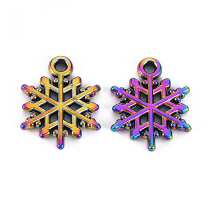 Rainbow Color Alloy Pendants, Cadmium Free & Nickel Free & Lead Free, Christmas, Snowflake