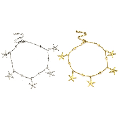 Летний пляж 304 браслеты с подвесками в виде морской звезды из нержавеющей стали