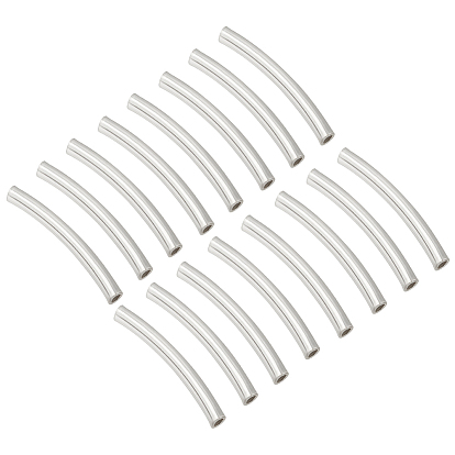 30 piezas 925 cuentas de tubo de plata esterlina, perlas de tubo curvado