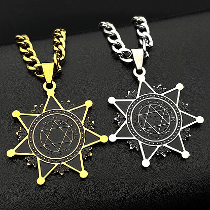 304 Stainless Steel Enamel Black Star Pendant Necklaces for Men