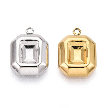 304 Настройки кабошон из нержавеющей стали кулон, восьмиугольник, ионное покрытие (ip)