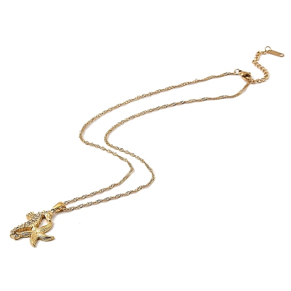 304 ожерелья из нержавеющей стали с подвеской в виде морского конька и морской звезды, украшенные кристаллами и стразами, для женщин