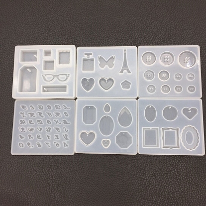 DIY Pendant/Button Food Grade Silicone Molds, Resin Casting Molds, Letter/Heart/Butterfly