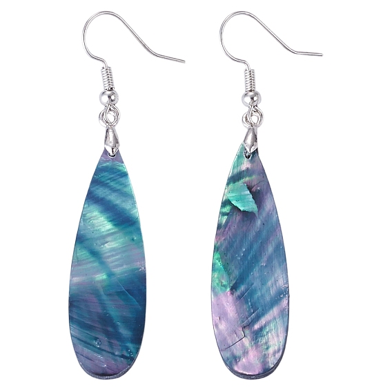 1 Pair Brass & Abalone Shell Dangle Earrings, Rack Plating, Platinum