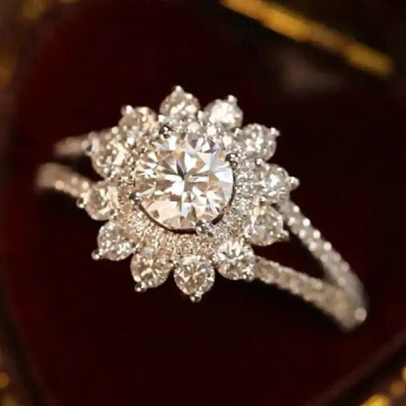 Brass Micro Pave Clear Cubic Zirconia Finger Rings for Women, Flower