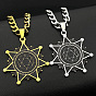 304 Stainless Steel Enamel Black Star Pendant Necklaces for Men