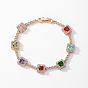 Colorful Cubic Zirconia Tennis Bracelets for Women, Brass Square Link Chain Bracelet