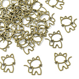 30 шт. Подвески из сплава в тибетском стиле, полые кошачьи талисманы