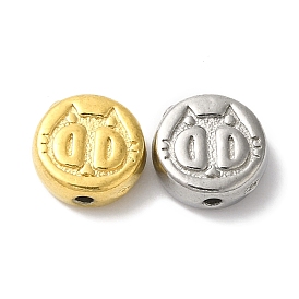 304 из нержавеющей стали бусы, плоский круглый с кошачьей и рыбной костью