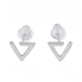 Triangle Rhodium Plated 999 Sterling Silver Stud Earrings for Women, with 999 Stamp