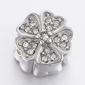 304 Stainless Steel Crystal Rhinestone Beads, Flower