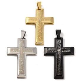 PVD Vacuum Plating 304 Stainless Steel Big Pendants, Message Charms, Cross Charm, Religion