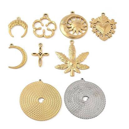 304 подвески из нержавеющей стали, талисман «Цветок, луна, лист и солнце»