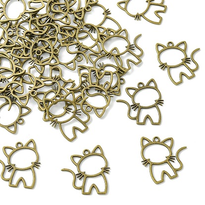30 шт. Подвески из сплава в тибетском стиле, полые кошачьи талисманы