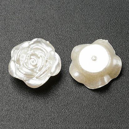 Opaque Resin Imitation Pearls Cabochons, Rose Flower