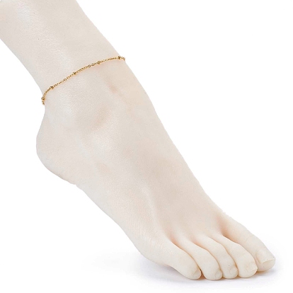 304 Stainless Steel Satellite Chain Anklets, with Lobster Claw Clasps