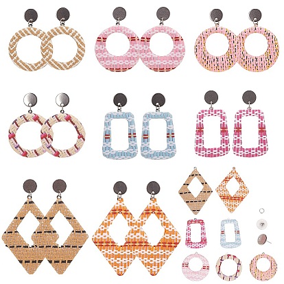 SUNNYCLUE DIY Earring Making Sets, with Woven Pendants and Metal Findings