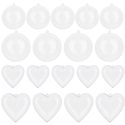 Transparent Plastic Big Pendants, Heart & Round
