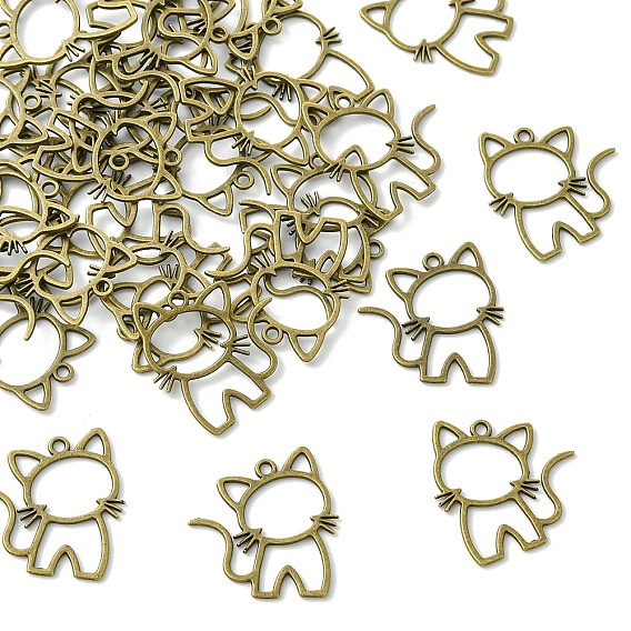 30 шт. Подвески из сплава в тибетском стиле, полые кошачьи талисманы