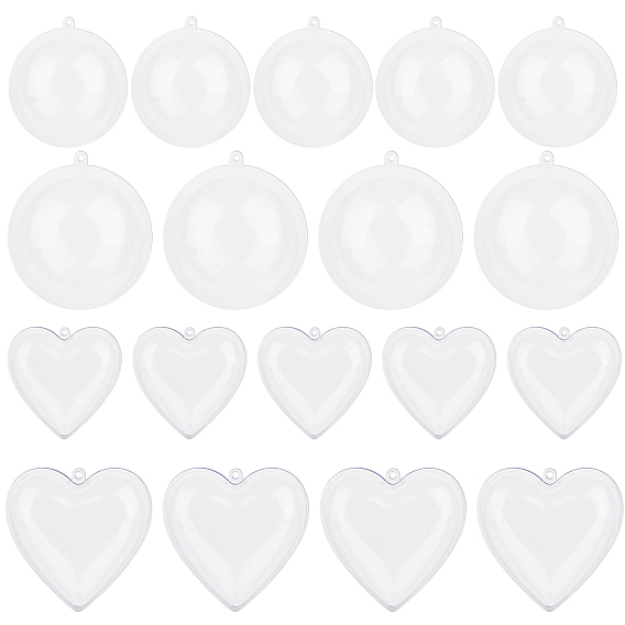 Transparent Plastic Big Pendants, Heart & Round