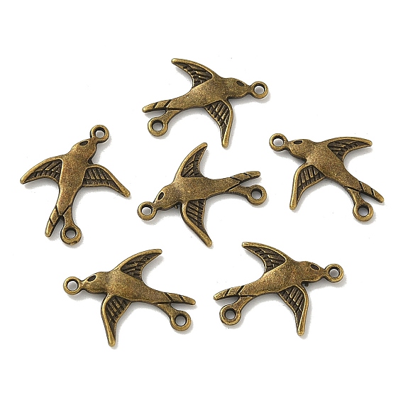 Тибетского стиля ссылки / разъемы, без кадмия и без свинца, птица, 17x20x2 мм, отверстие : 2 мм