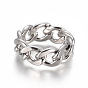 Unisex 304 Stainless Steel Rings, Curb Chains Finger Rings, Unwelded, Wide Band Rings