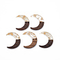 2-Hole Resin & Walnut Wood Buttons, with Glitter Sequins/Paillette, Moon